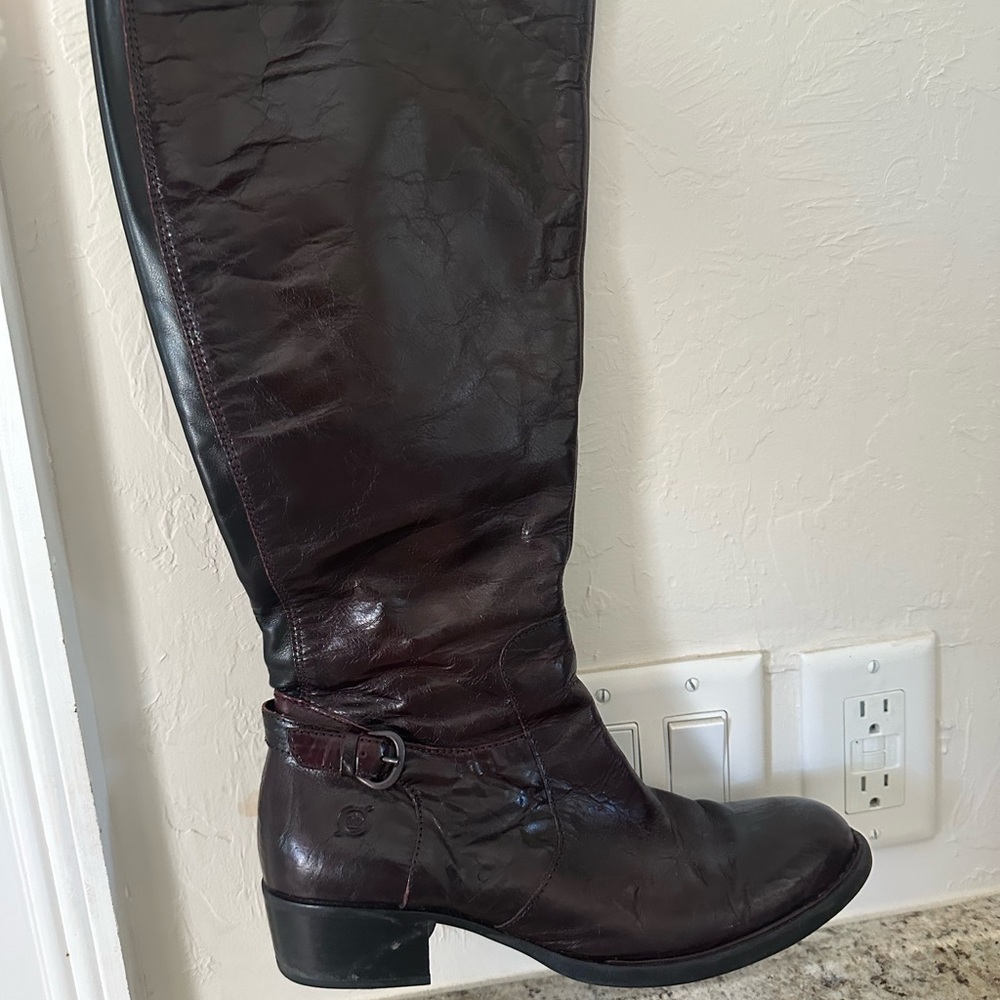 Born Brown Knee High Boots with Slouchy Design, Size 9.5